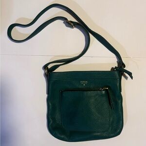Fossil Teal Leather Crossbody Bag